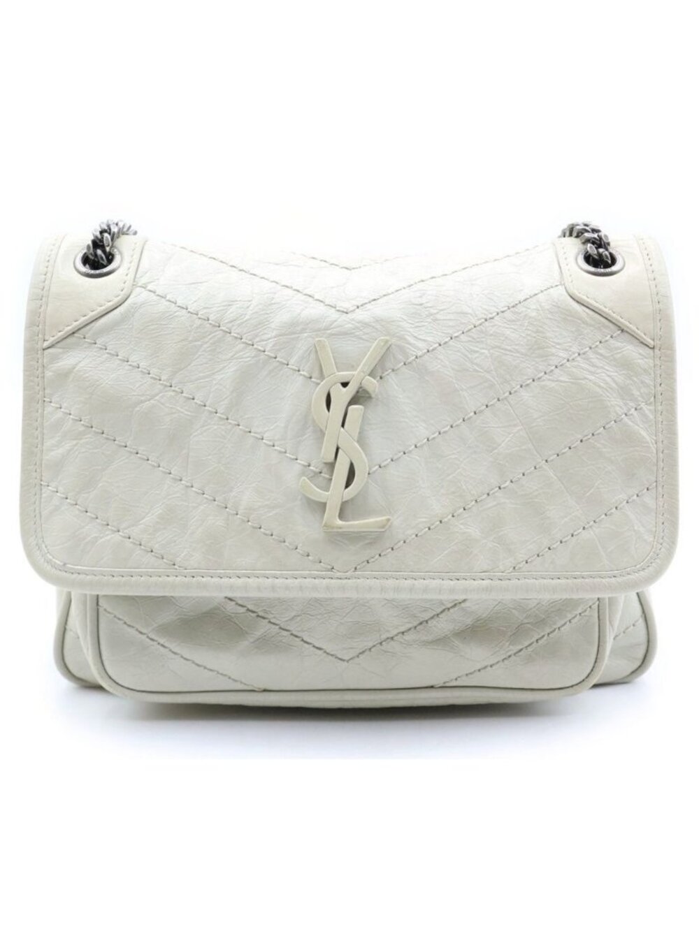 Saint Laurent Paris Niki Baby Chain Shoulder Bag Ivory Leather